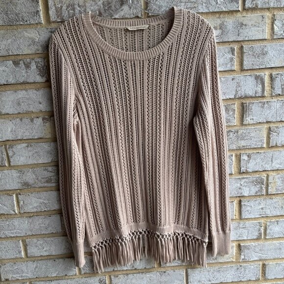 Soft Surroundings Long Sleeve Fring Open Knit Boho Sweater  Women's Size S. - Picture 1 of 8
